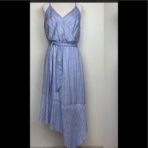 Universal Thread Light Blue Patterned Asymmetrical Maxi Dress